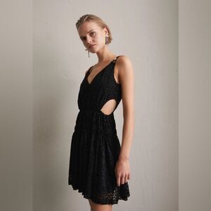 Maje Roany Velvet Cut Out Mini Dress